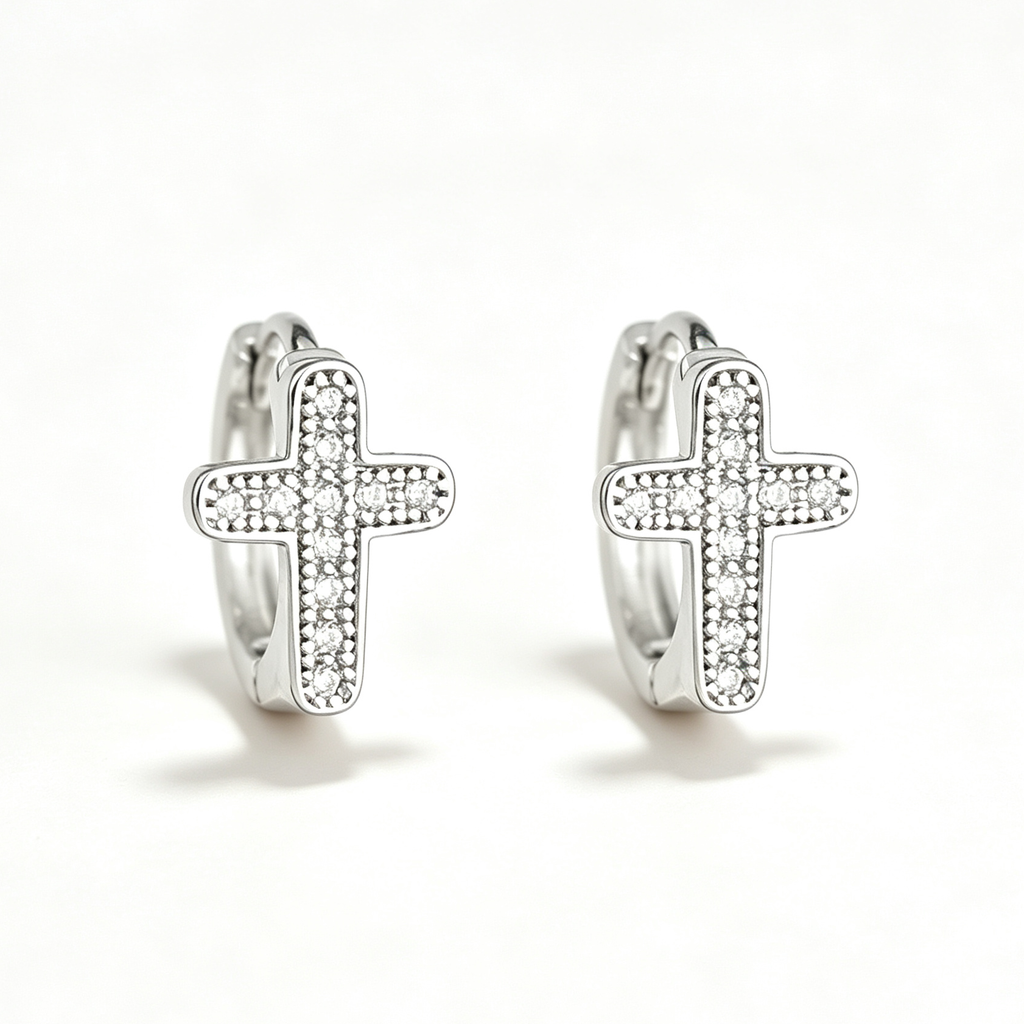 The Pavé Cross Huggies