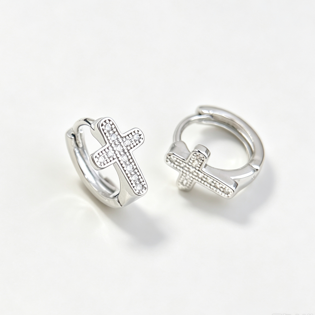 The Pavé Cross Huggies