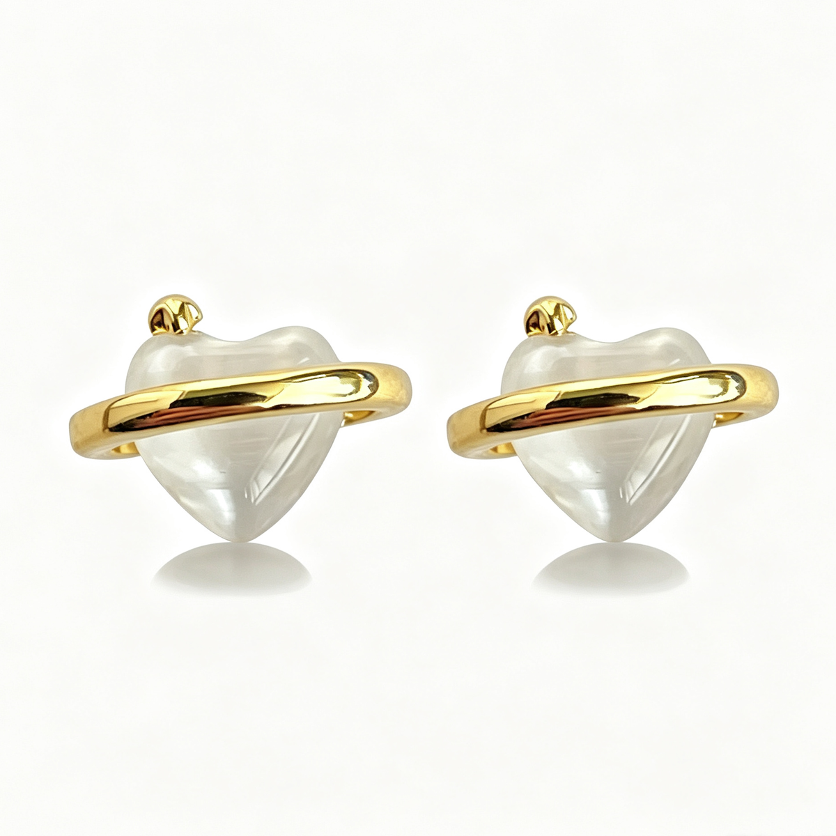 The Petite Moonstone Heart Studs