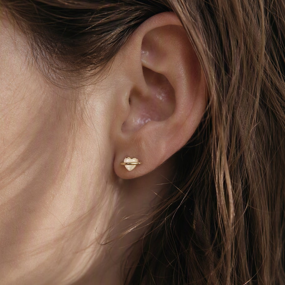 The Petite Moonstone Heart Studs