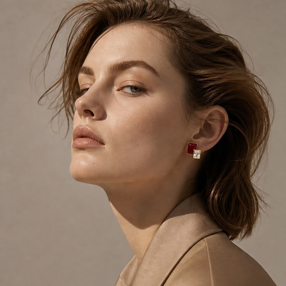 The Ruby Duet Studs