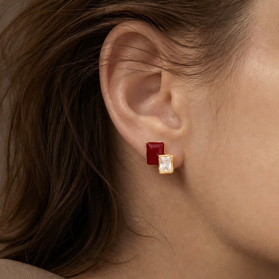 The Ruby Duet Studs