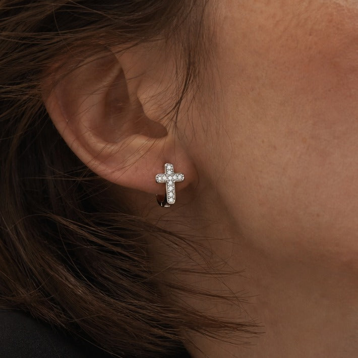 The Pavé Cross Huggies